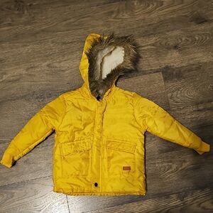 7 For All Mankind Yellow Jacket  Faux Fur Coat Toddler Size 3t Boy Girl